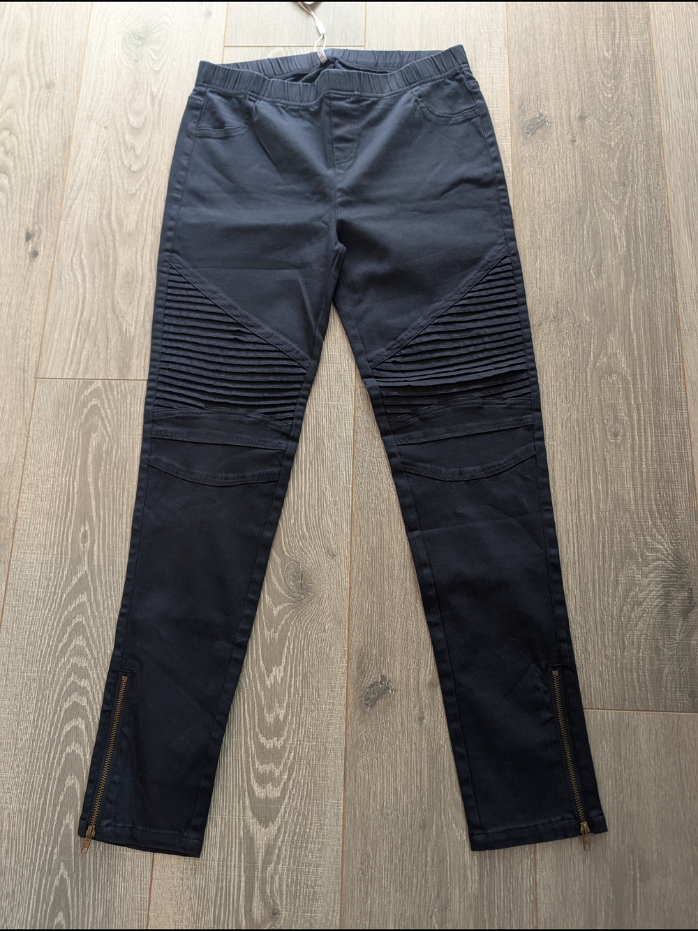 Slim Moto-Panel Women's Skinny Pants in Navy Blue
